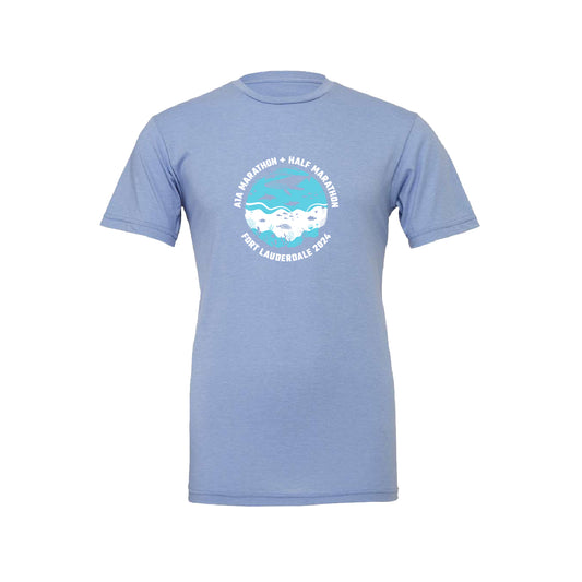 A1A Tri-Blend Short Sleeve Tee Shirt - Unisex - Blue Heather