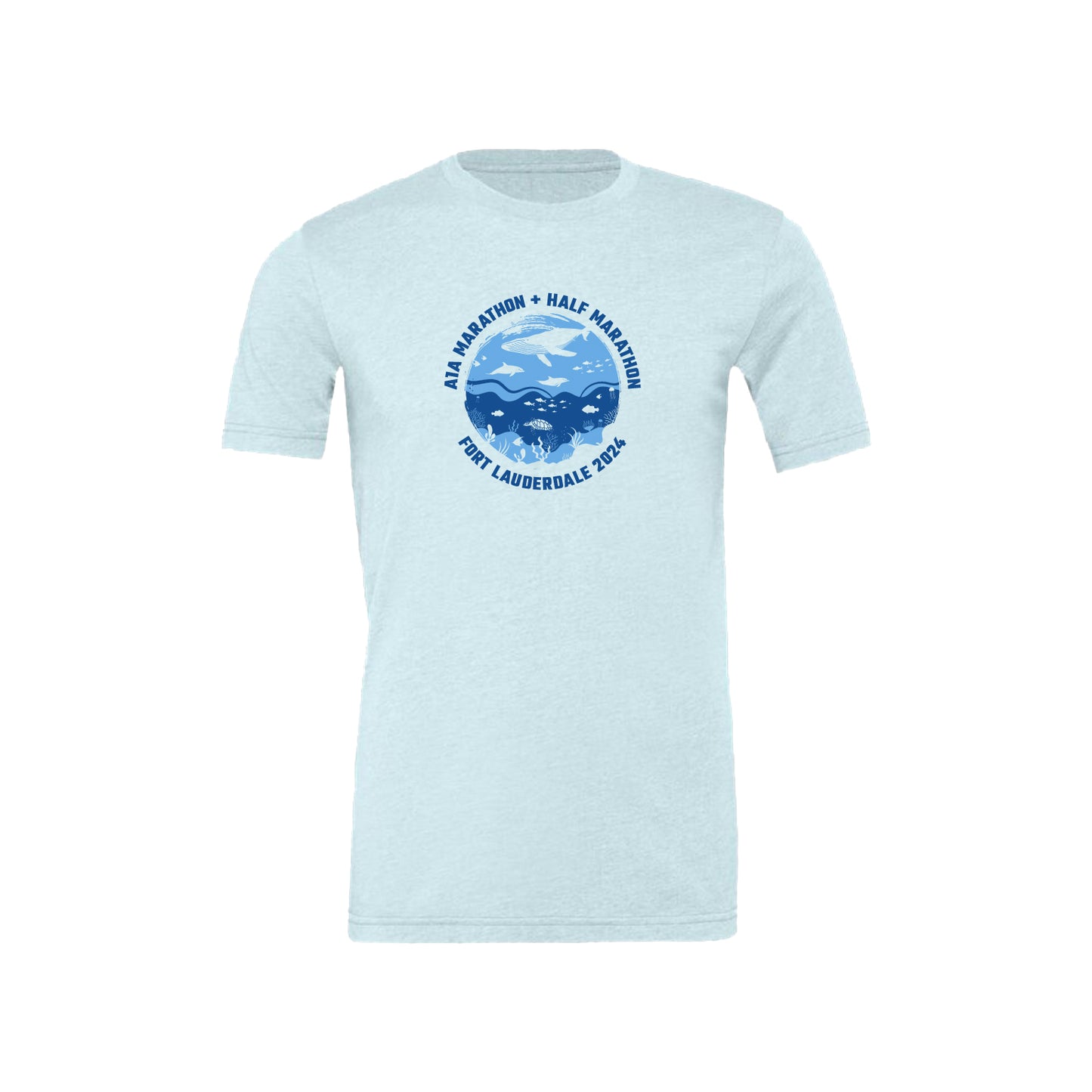 A1A Tri-Blend Short Sleeve Tee Shirt - Unisex - Heather Ice Blue