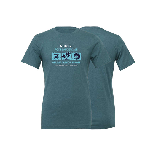 A1A Tri-Blend Short Sleeve Tee Shirt - Unisex - Deep Teal