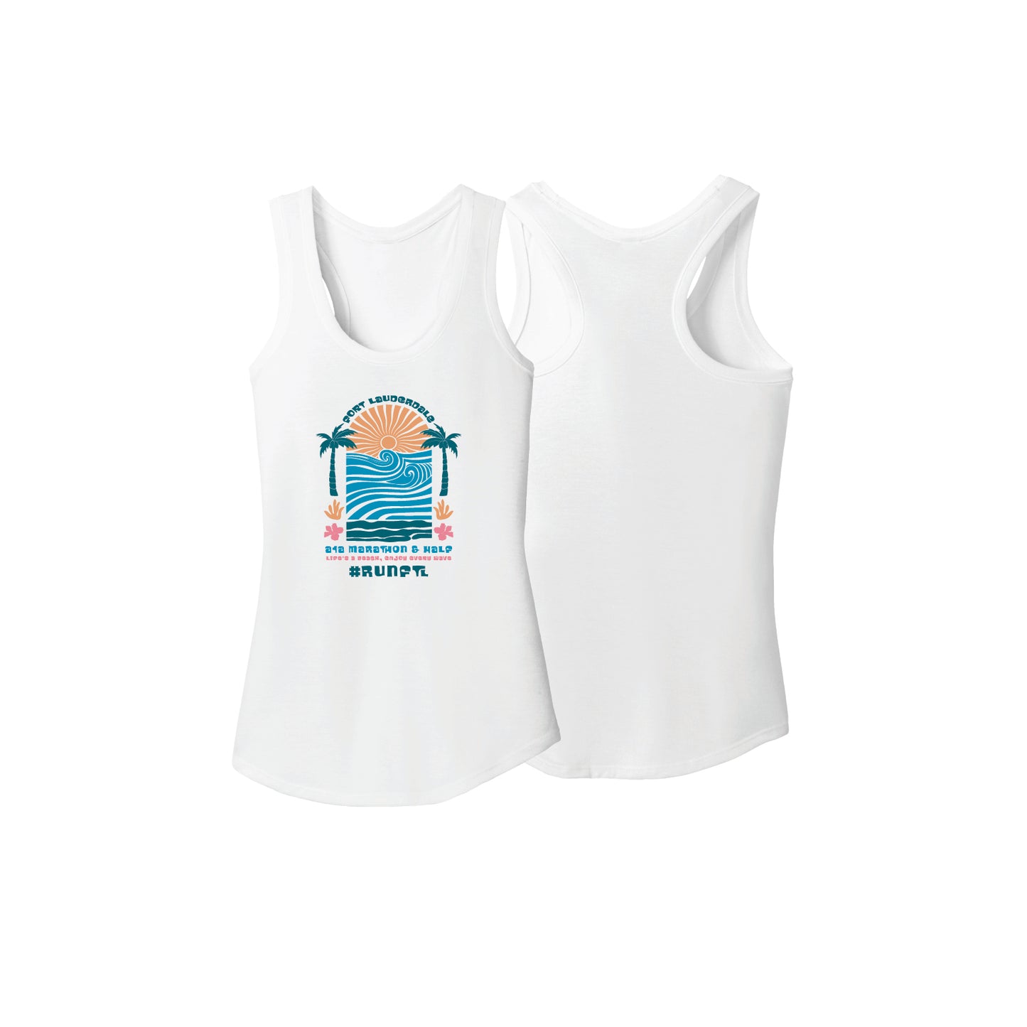 A1A Tri-Blend Sleeveless Tee - Womens - White Teal Tank